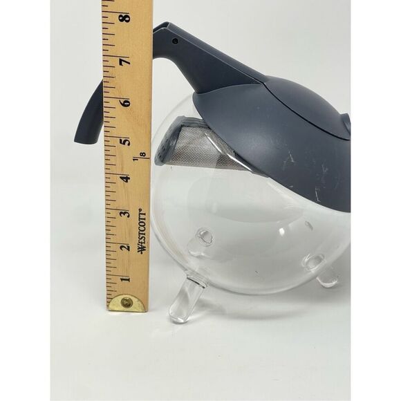 Jenaer Jena Glas GLOBO Tilting Glass Teapot with Lid and Infuser Gray Germany - Picture 2 of 6